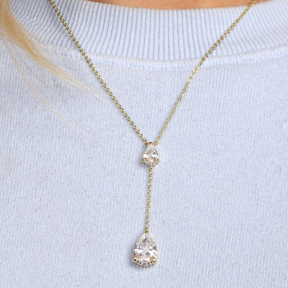 Melinda Maria Gold Necklace with Clear Stones